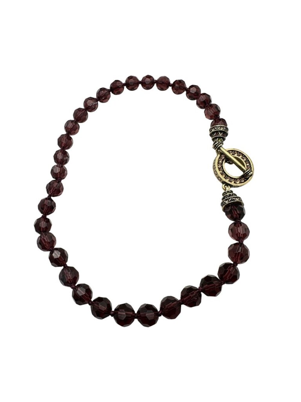 Heidi Daus Necklace Multicolor Crystal Purple Glass Bronze Toggle Clasp 16 Inch